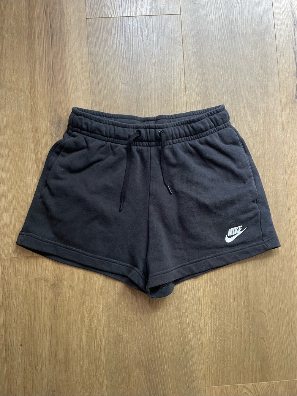 Nike Women's Black Cotton Athletic Drawstring Shorts High Waisted XS